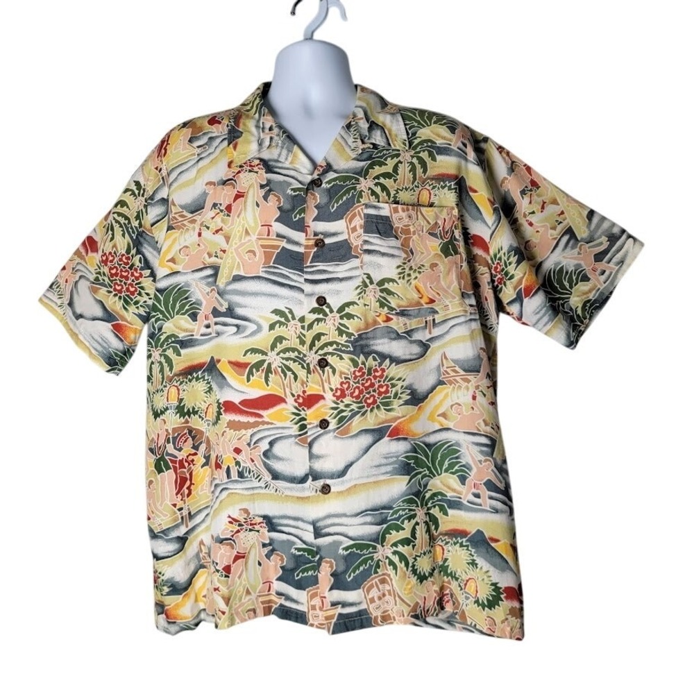 Impulse Hawaiian‎ Shirt Men's L Tropical Aloha Short Sleeve Button Front  Resort